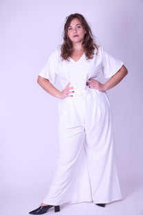 טישירט חרשנית -לבן לייקרה דמוי תחרה