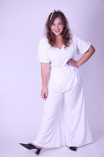 טישירט חרשנית -לבן לייקרה דמוי תחרה