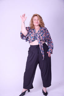 מכנסי המשפיענית - שחור טריקו