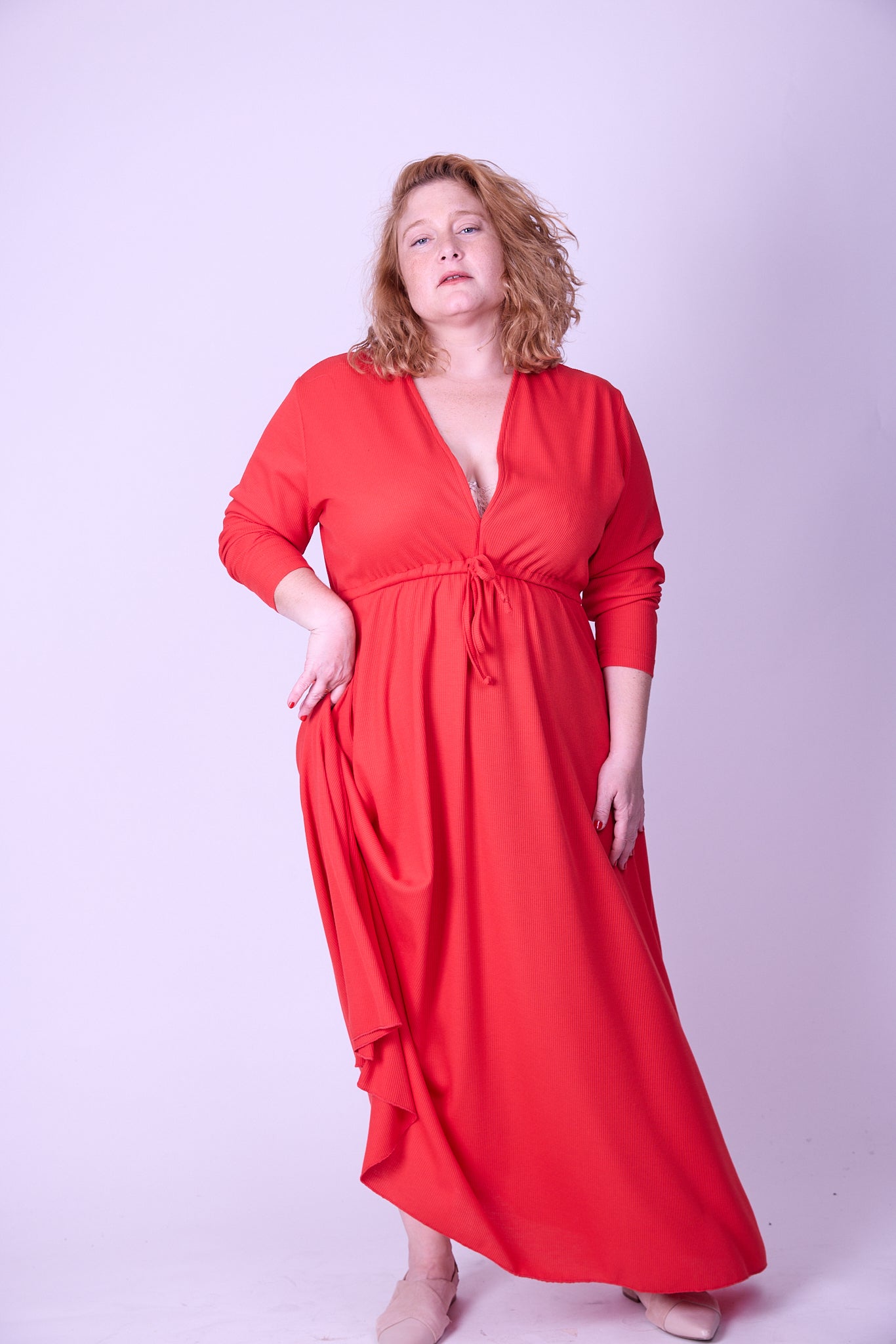 שמלת אני נינה ארוך -  אדום ואפל