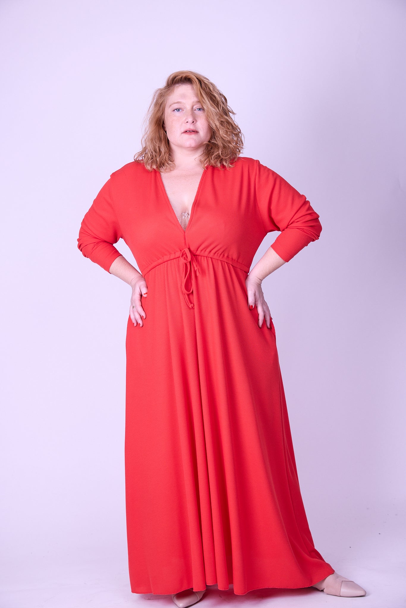 שמלת אני נינה ארוך -  אדום ואפל