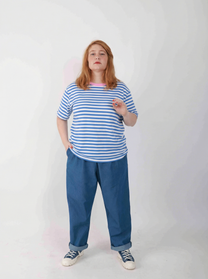 טישירט ירדה מהפסים - תכלת ורוד לבן