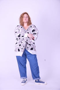 קרדיגן סריג- חברבורות אפור