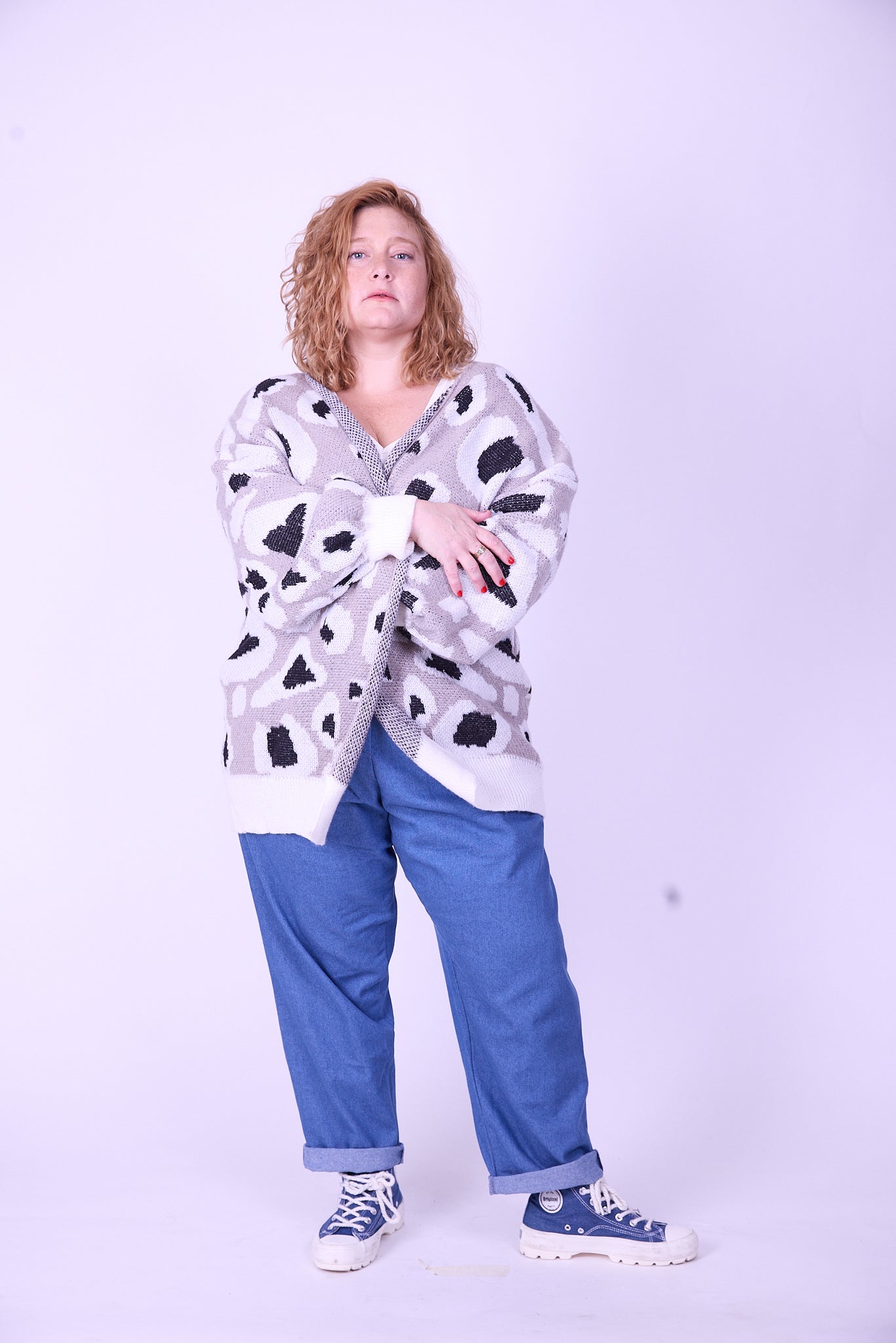 קרדיגן סריג- חברבורות אפור