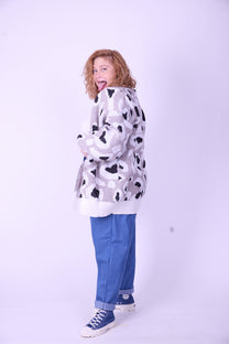 קרדיגן סריג- חברבורות אפור