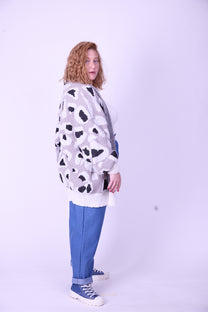 קרדיגן סריג- חברבורות אפור