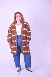 קרדיגן סריג- לבבות חום