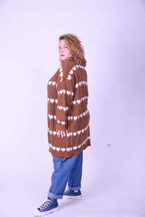 קרדיגן סריג- לבבות חום