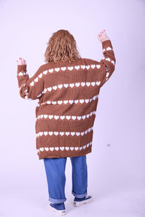 קרדיגן סריג- לבבות חום