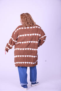 קרדיגן סריג- לבבות חום