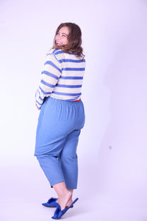 קרדיגן סריג- פסים אדום כחול