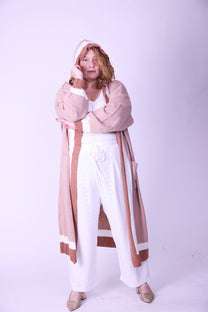 קרדיגן סריג- חום בג׳ עם קפוצ׳ון