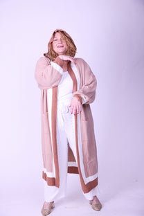 קרדיגן סריג- חום בג׳ עם קפוצ׳ון