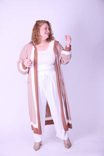 קרדיגן סריג- חום בג׳ עם קפוצ׳ון