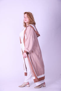 קרדיגן סריג- חום בג׳ עם קפוצ׳ון