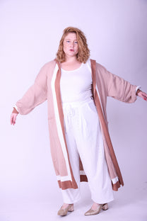 קרדיגן סריג- חום בג׳ עם קפוצ׳ון