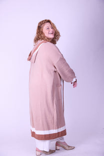 קרדיגן סריג- חום בג׳ עם קפוצ׳ון