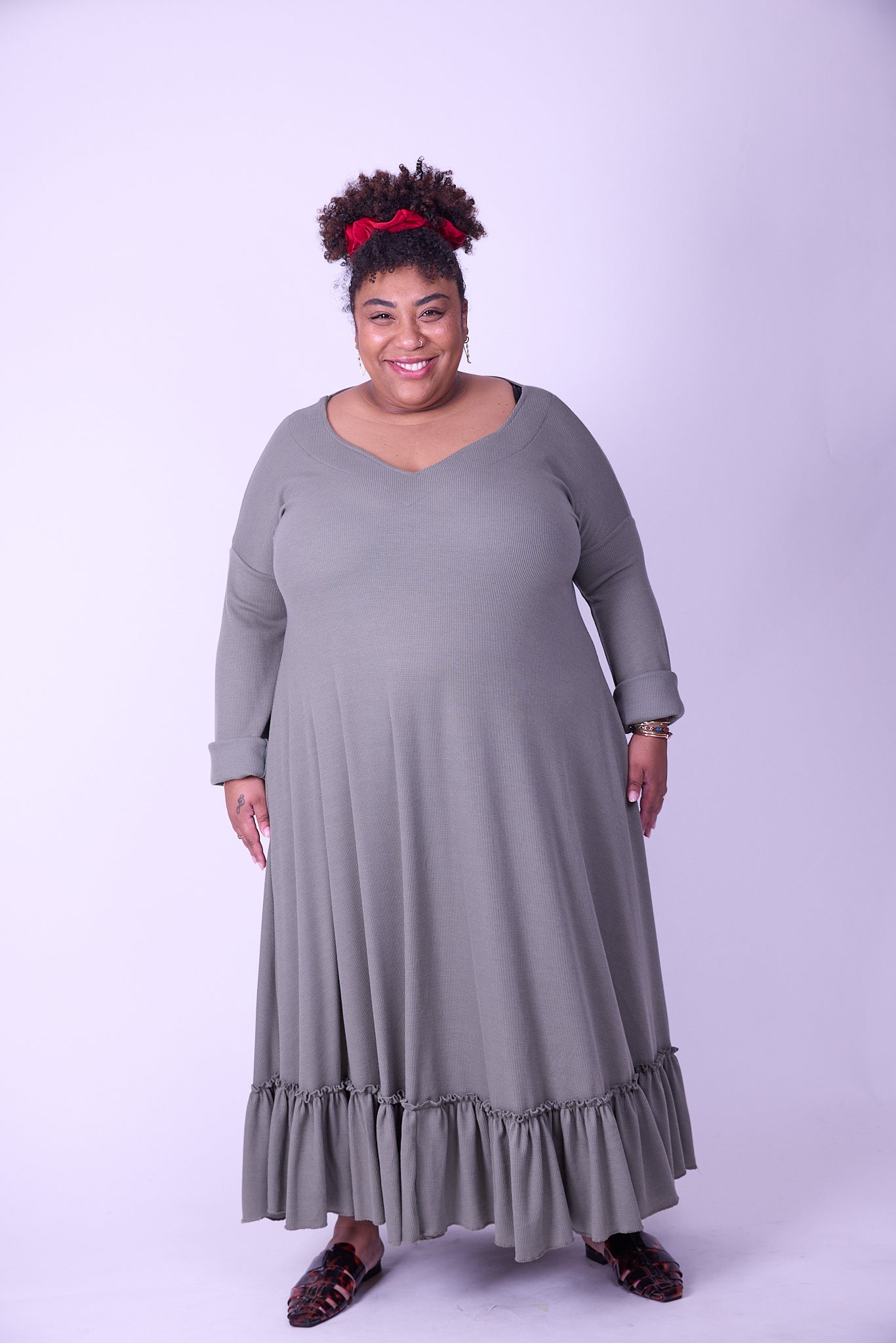 שמלת קוקו ממרוקו - ירוק זית ואפל