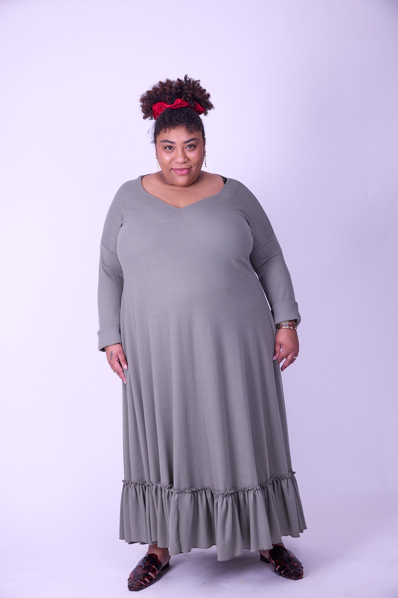 שמלת קוקו ממרוקו - ירוק זית ואפל