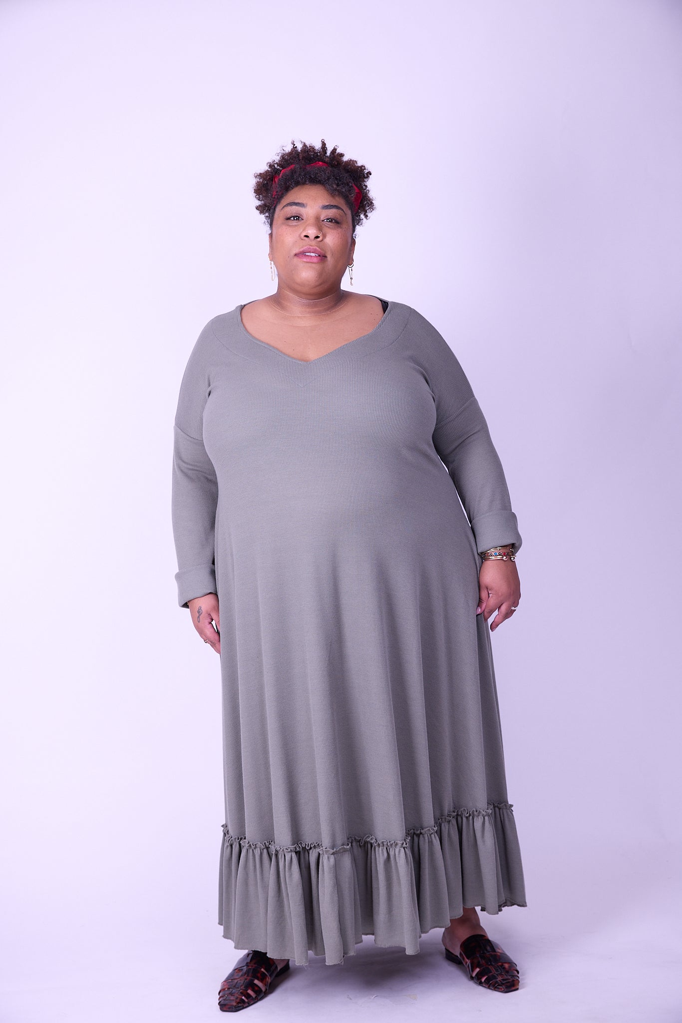 שמלת קוקו ממרוקו - ירוק זית ואפל