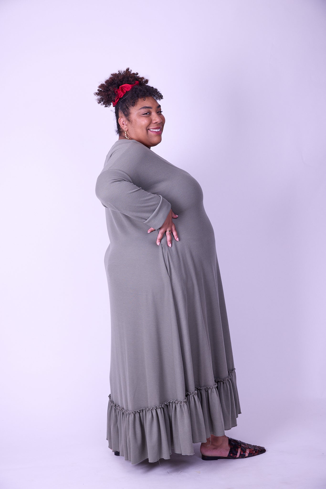 שמלת קוקו ממרוקו - ירוק זית ואפל