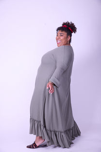 שמלת קוקו ממרוקו - ירוק זית ואפל