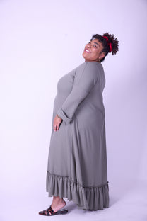 שמלת קוקו ממרוקו - ירוק זית ואפל