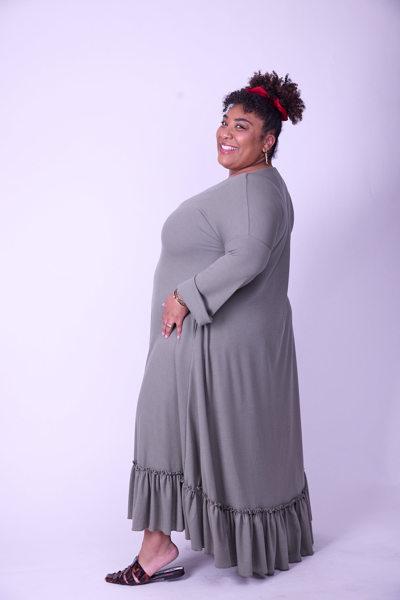 שמלת קוקו ממרוקו - ירוק זית ואפל