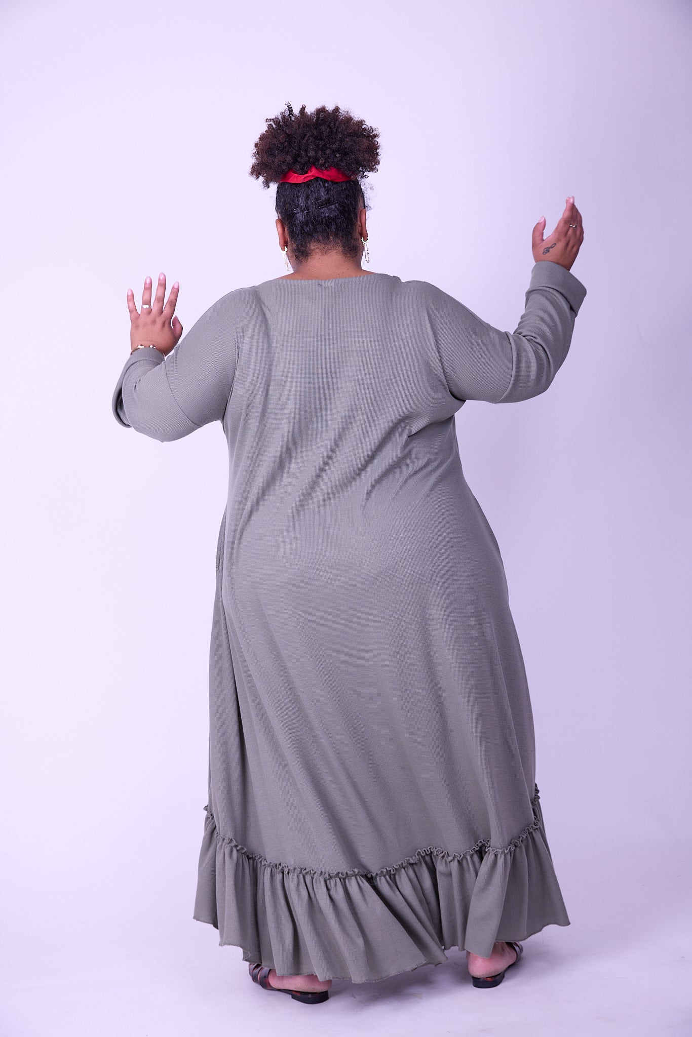 שמלת קוקו ממרוקו - ירוק זית ואפל