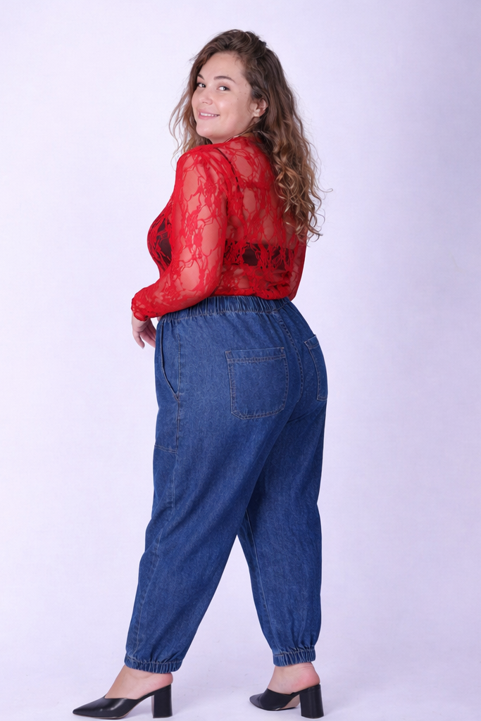 חולצת לולו - תחרה אדום
