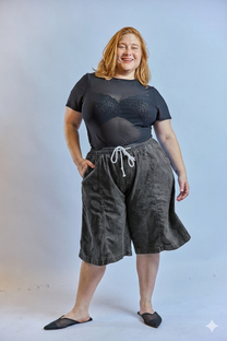 מכנסי ברמודה גרובי - אפור כהה