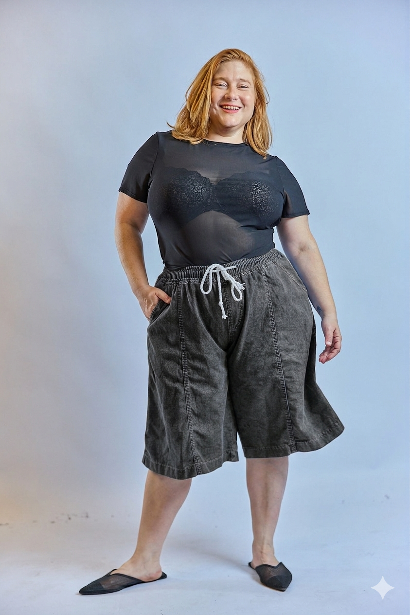 מכנסי ברמודה גרובי - אפור כהה