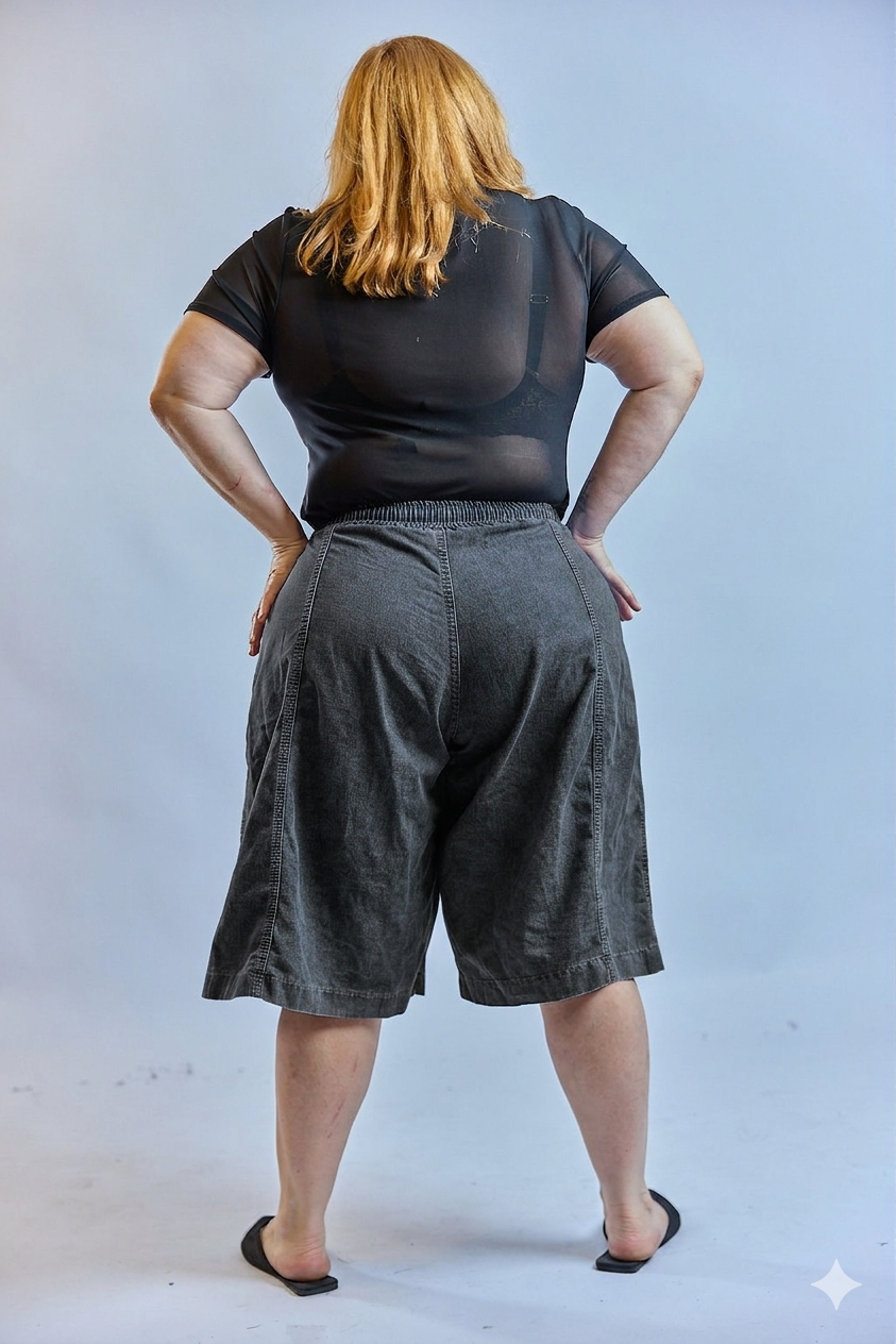 מכנסי ברמודה גרובי - אפור כהה
