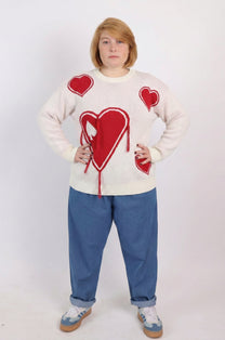 סוודר מלכה לב - אדום