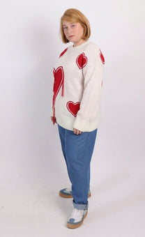 סוודר מלכה לב - אדום