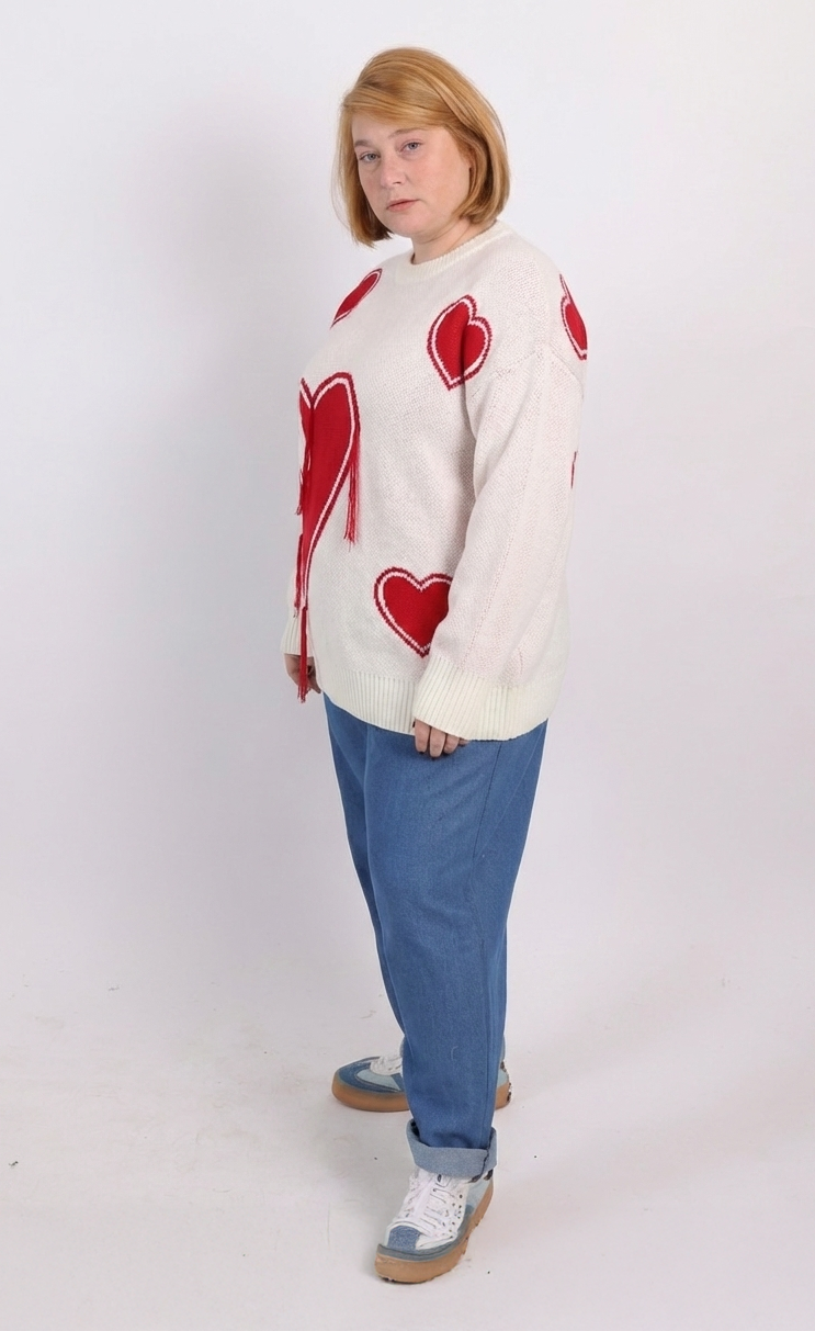 סוודר מלכה לב - אדום