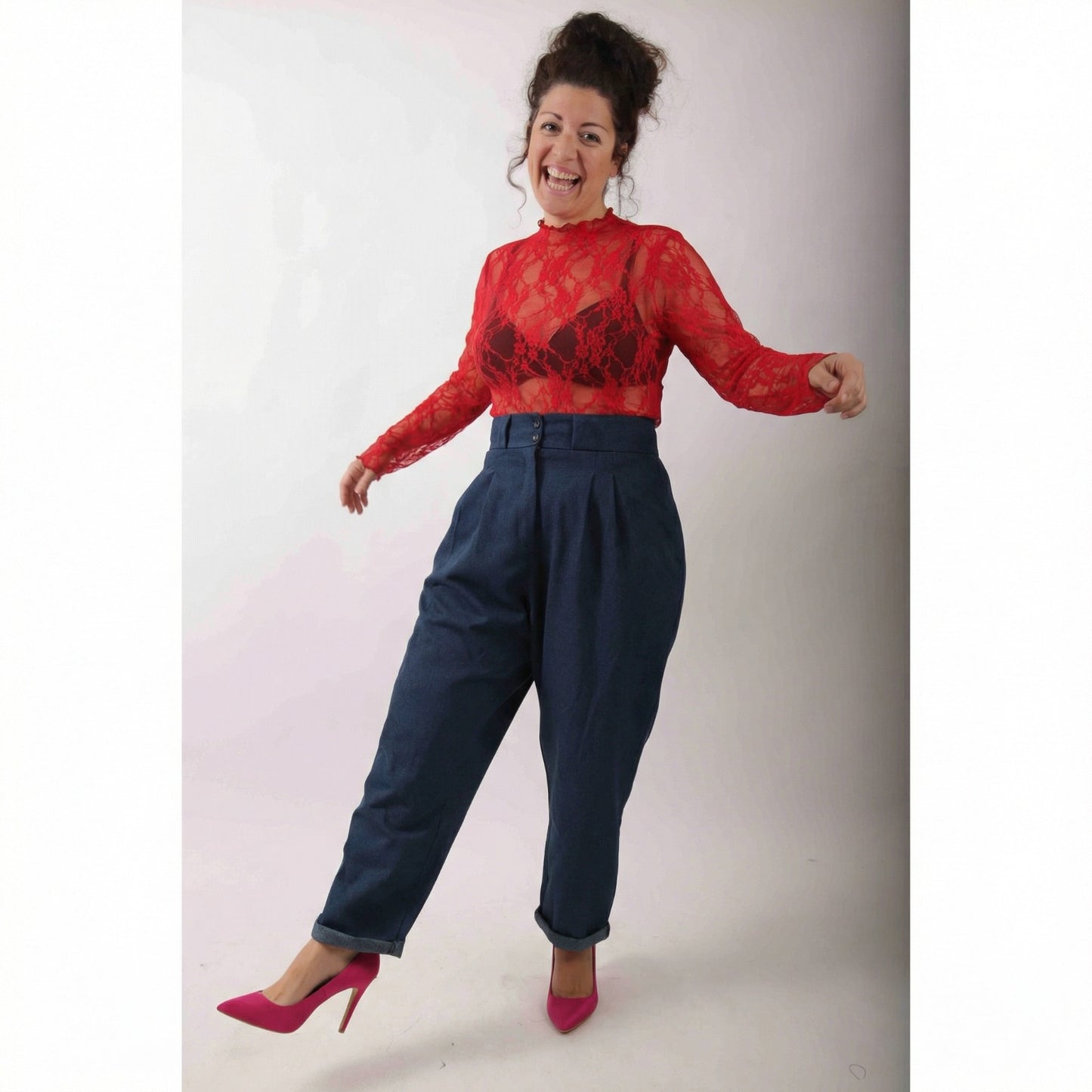 חולצת לולו - תחרה אדום