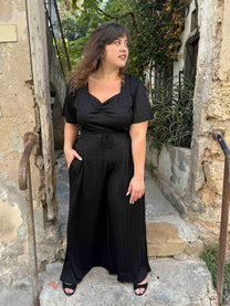 מכנסי מולי - שחור לייקרה תחרה