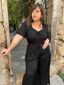 מכנסי מולי - שחור לייקרה תחרה