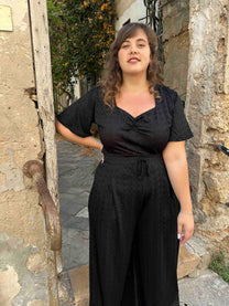 מכנסי מולי - שחור לייקרה תחרה