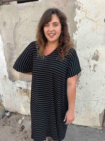 שמלת אלכוג׳ל -פסים שחור לבן