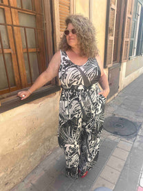 אוברול ביג לאב - שחור אפור עלים