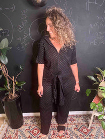 אוברול זרקתי על עצמי משהו - שחור  מוזהב