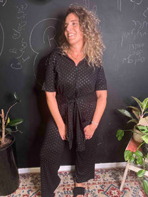אוברול זרקתי על עצמי משהו - שחור  מוזהב