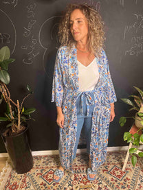 קימונו אבו אלי - פרחוני כחול