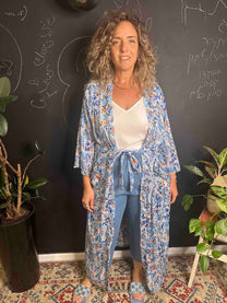 קימונו אבו אלי - פרחוני כחול