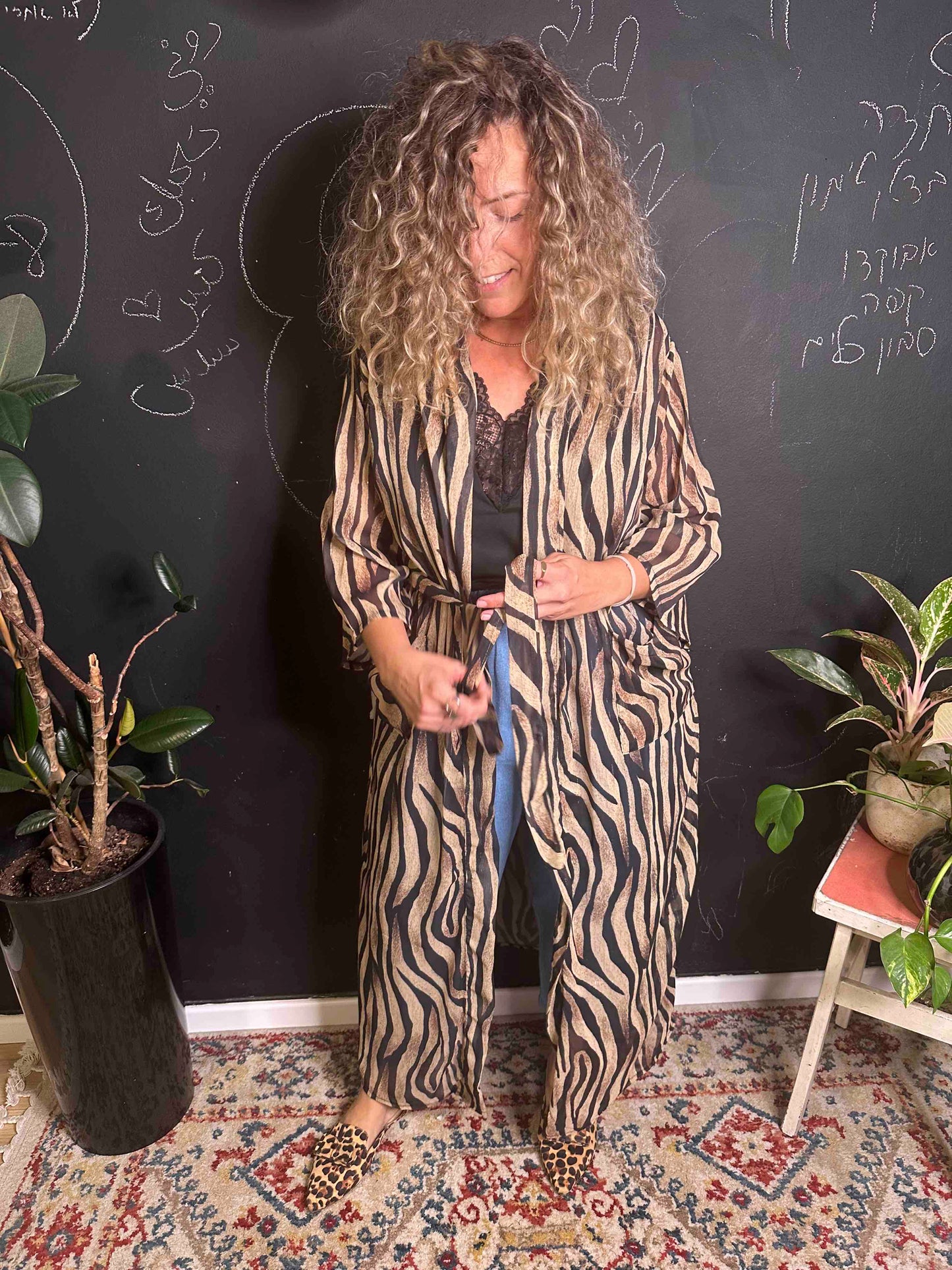 קימונו אבו אלי - מנוזברה חום