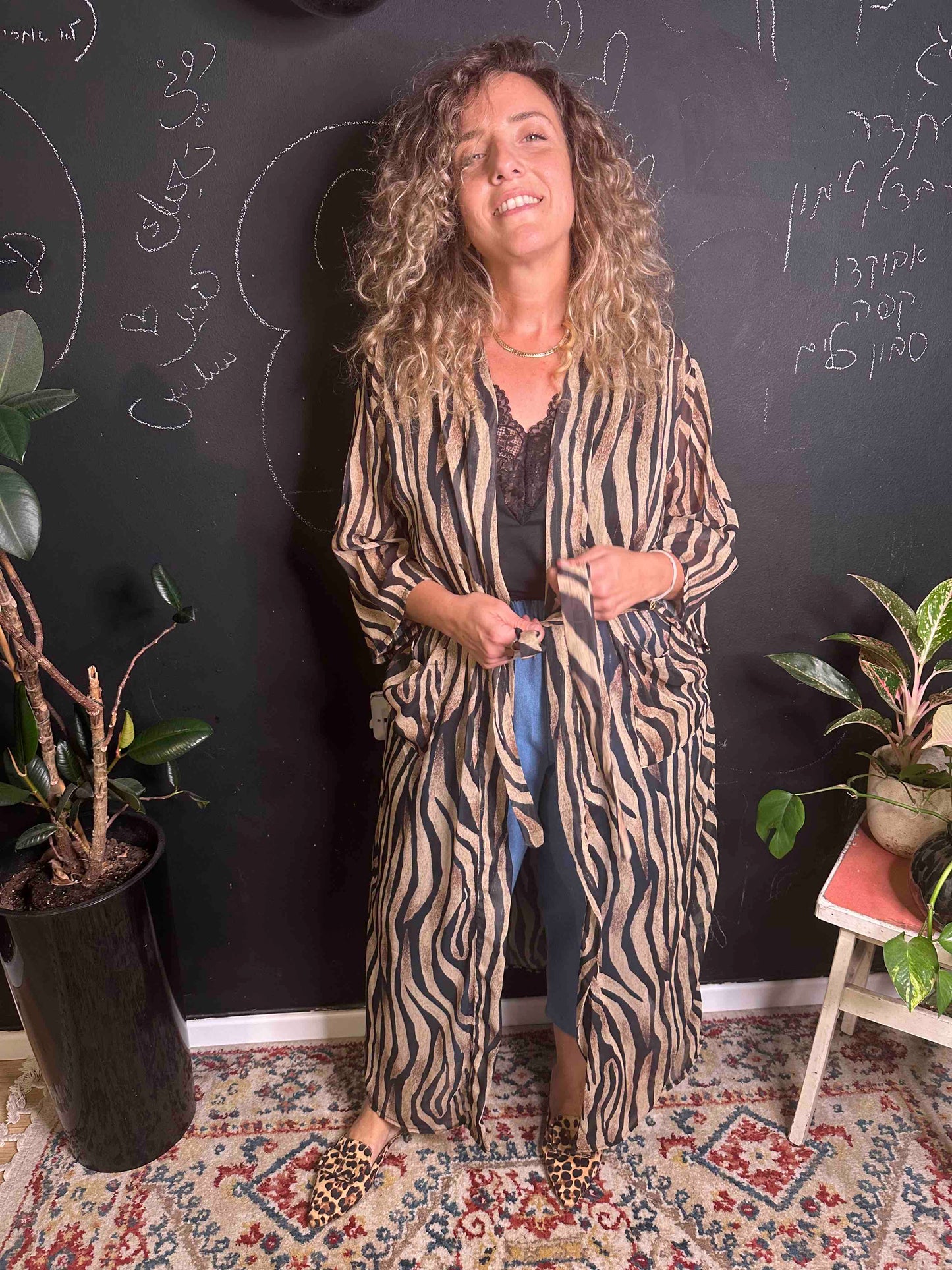 קימונו אבו אלי - מנוזברה חום