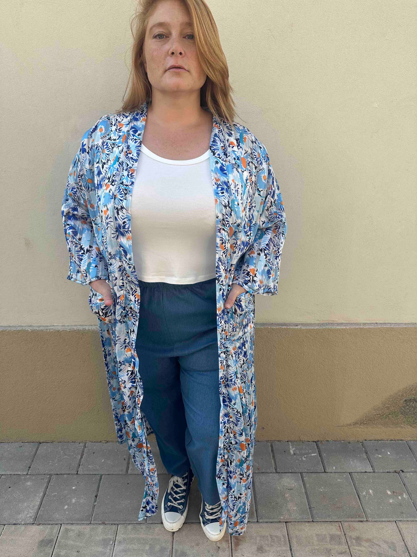 קימונו אבו אלי - פרחוני כחול