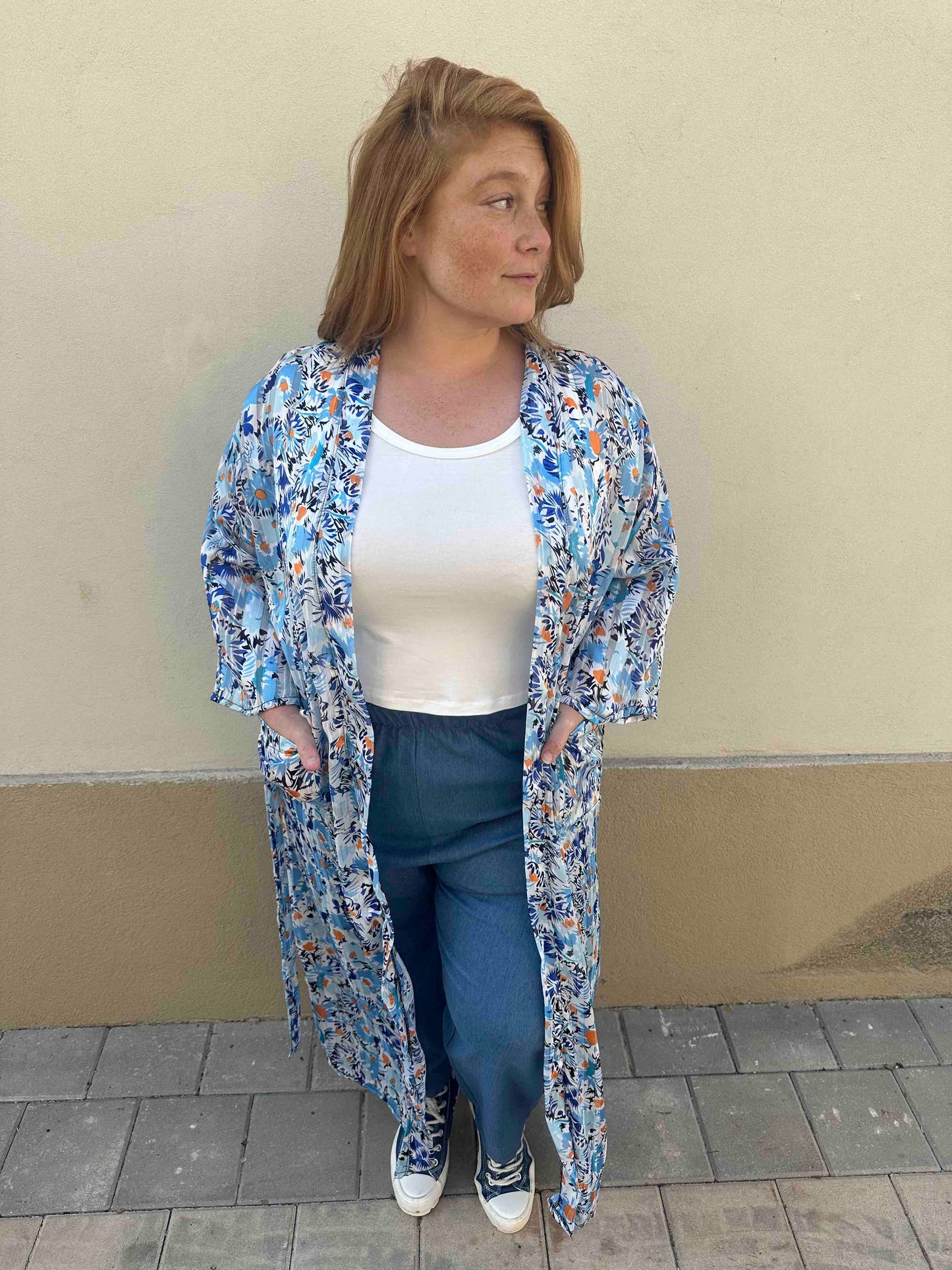 קימונו אבו אלי - פרחוני כחול